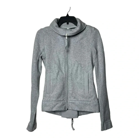 1640. LULULEMON‎ GRAY EN ROUTE JACKET SIZE 6 ZIPPER DETAIL IN BACK COLLARED - Picture 5 of 13